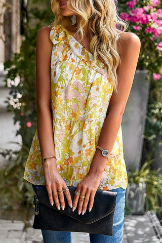 One Shoulder Flowy Top - Yellow