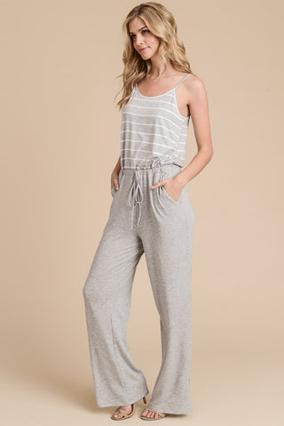 Striped Jumpsuit  - Ivory