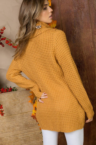 Crisp Fall Air Cowl Neck Sweater - Camel