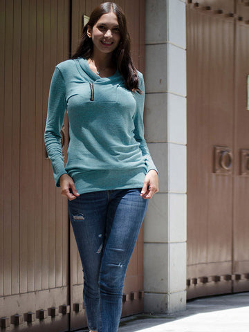 Zipper Tunic Top - Sky Blue