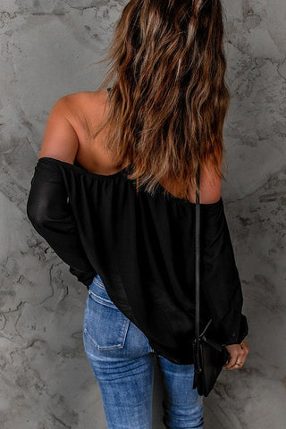 Halter Style Cold Shoulder Top - Black