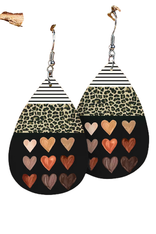 Heart Earrings - Brown