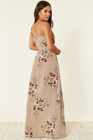 Front Slit Maxi Dress - Taupe