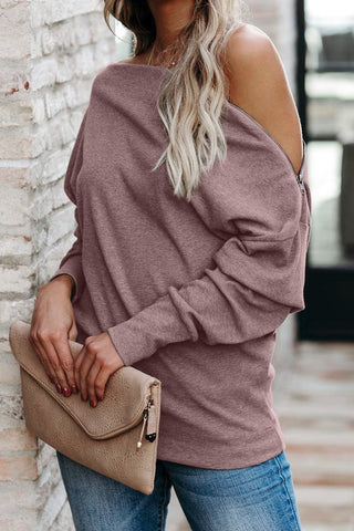 Off Shoulder Zippered Top - Pink