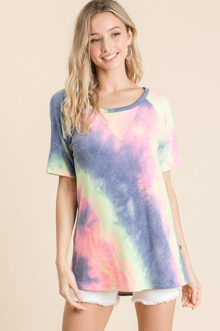 Tie Dye Short Sleeve Sweatshirt - Charcoal