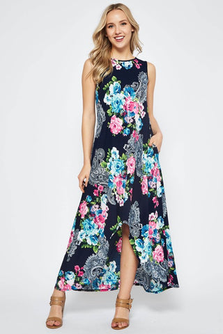 High Low Floral Maxi Dress - Tropical Floral