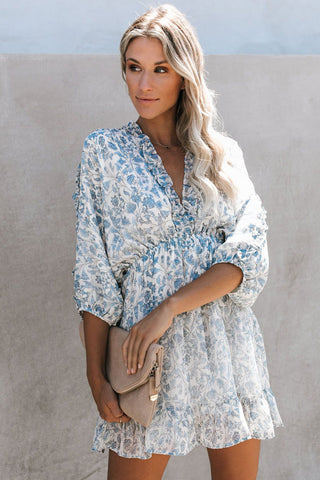 Pale Blue Floral Summer Dress