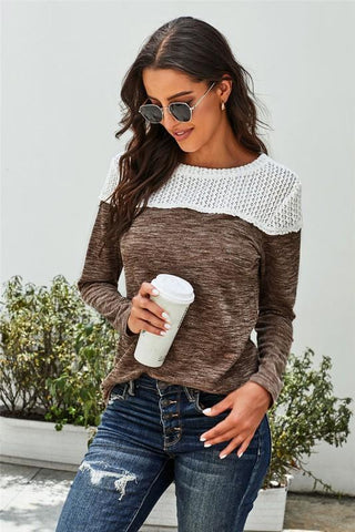 Crochet Detail Top - Brown