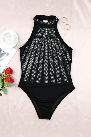 Rhinestone Body Suit - Black