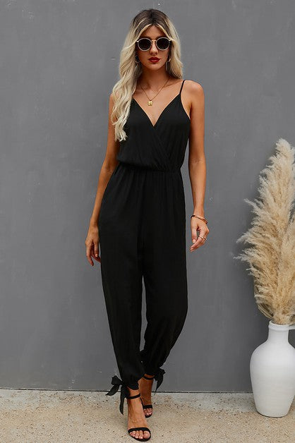 Black spaghetti deals strap jumpsuit