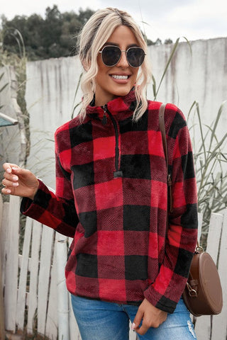 Plush Buffalo Plaid Pullover - Red