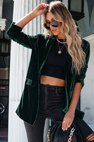Velour Blazer - Green