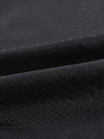 Snakeskin Print Pleather Leggings - Black