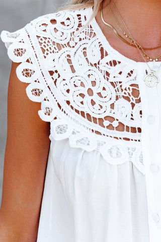 Button up Lace Top - White