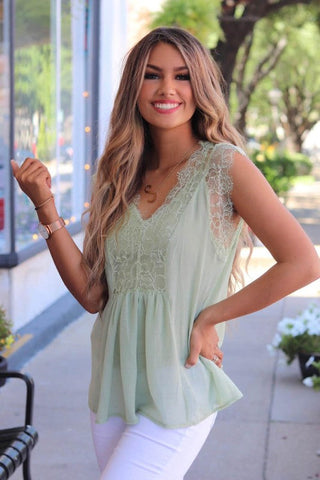 Lace Top - Sage