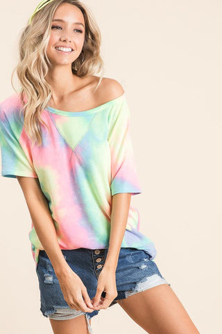 Tie Dye Short Sleeve Sweatshirt