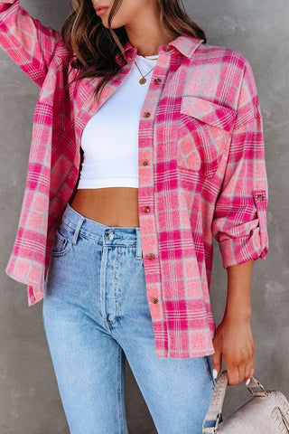Pink Plaid Flannel Shirt