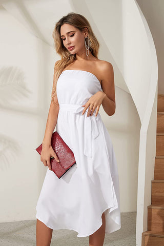 Chiffon Strapless Maxi Dress - White