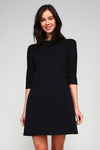 Half Sleeve Mini Dress - Black