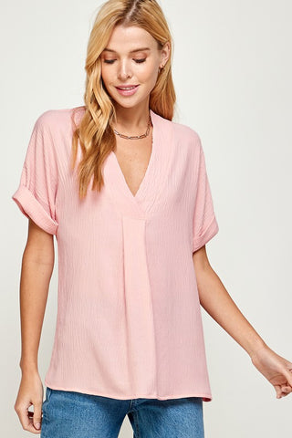 V-Neck Blouse - Blush