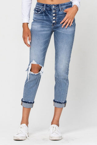 Flying Monkey Stretch Distressed Boyfriend Jeans