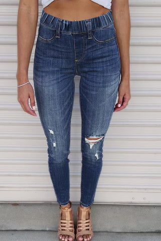 Elastic Waist Skinny Jeans