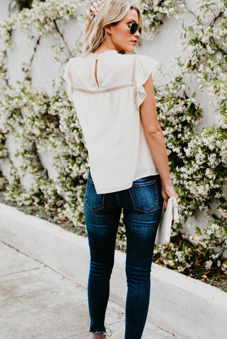 Flutter Sleeve Top - White