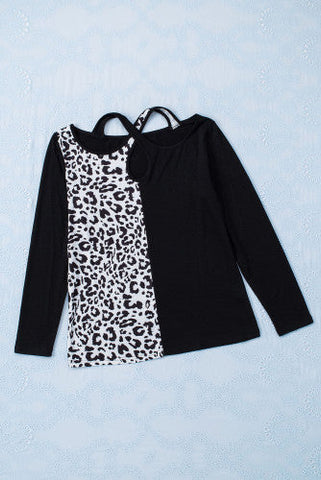 Criss Cross Black Leopard Top