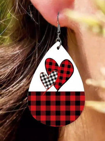 Plaid Valentine Earrings - Free Gift with Every $50 Spent