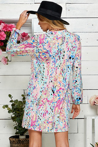 Floral Watercolors Shift Dress - Blush