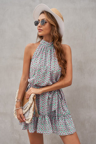 Mint and Pink Ruffle Hem Dress