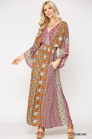 Enchanted Night Boho Maxi Dress - Rose
