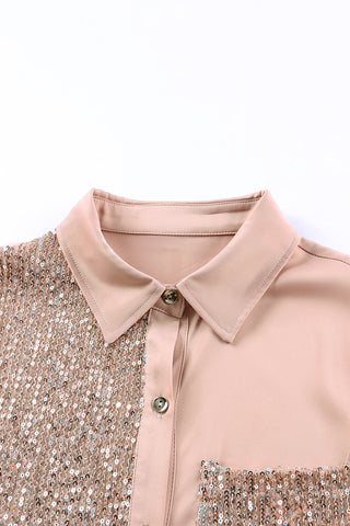 Sequined Shift Dress - Taupe