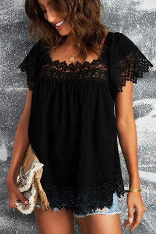 Lace Baby Doll Top - Black