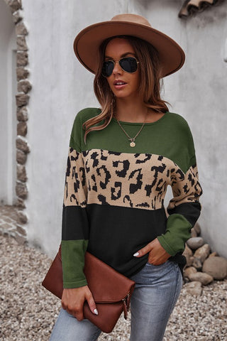 Olive Color Block Sweater
