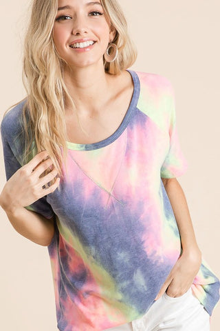 Tie Dye Short Sleeve Sweatshirt - Charcoal