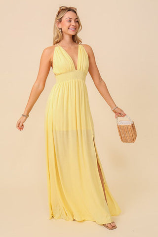 Greek Goddess Maxi Dress - Yellow