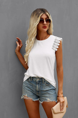 Crochet Sleeveless Top - White