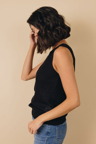 Reversible Criss Cross Sweater Knit Tank - Black
