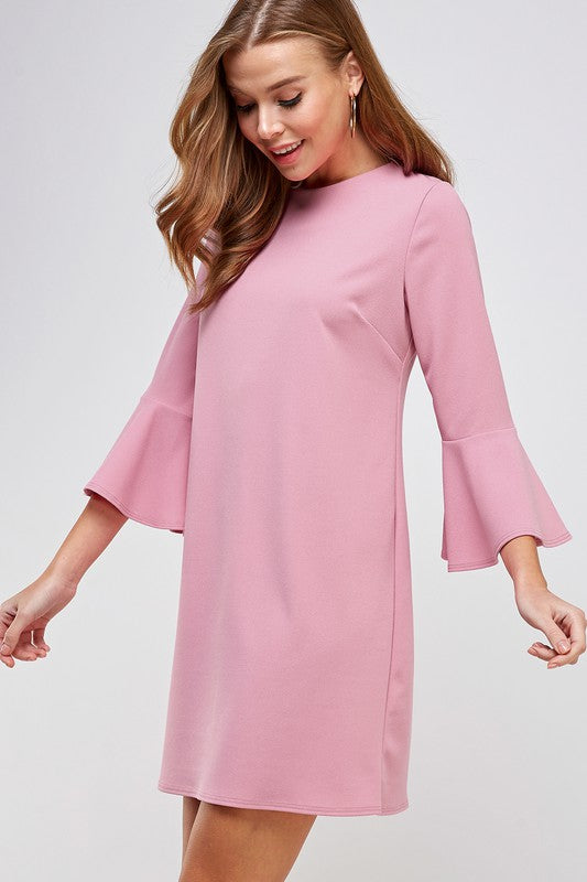 Bell Sleeve Shift Dress - Rose | Blue Chic Boutique Bell Sleeve Shift Dress - Rose | Blue Chic Boutique