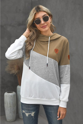 Thick and Cozy Color Block Hoodie - Brown