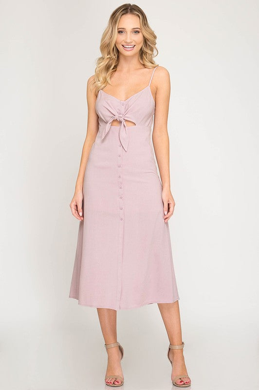 Button Up Midi Spaghetti Strap Dress - Dusty Pink | Blue Chic Boutique Button Up Midi Spaghetti Strap Dress - Dusty Pink | Blue Chic Boutique