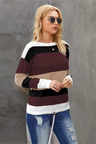 Drawstring Sweater - Burgundy