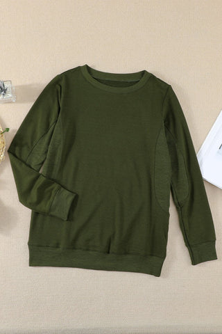 Fall Staple Tunic Sweatshirt with Ribbing - Olive Green
