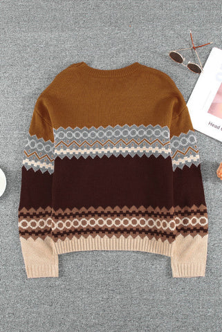 Fair Isle Sweater - Brown and Rust