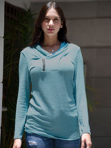 Zipper Tunic Top - Sky Blue