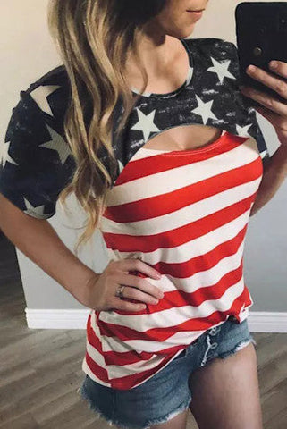 Cut Out American Flag Top