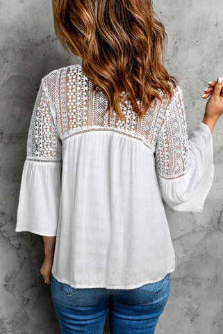 Summer Terrace Crochet Blouse - White