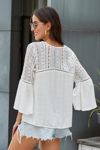 Summer Terrace Crochet Blouse - White