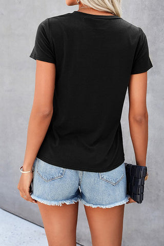 Casual Faux Pocket Tee - Black